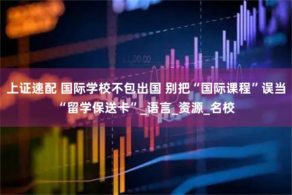 上证速配 国际学校不包出国 别把“国际课程”误当“留学保送卡”_语言_资源_名校